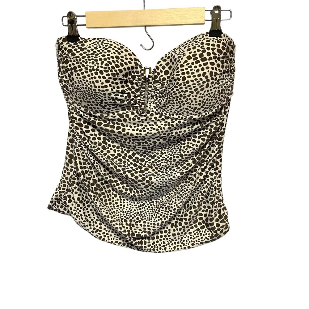 Merona ruched brown and white strapless bikini top